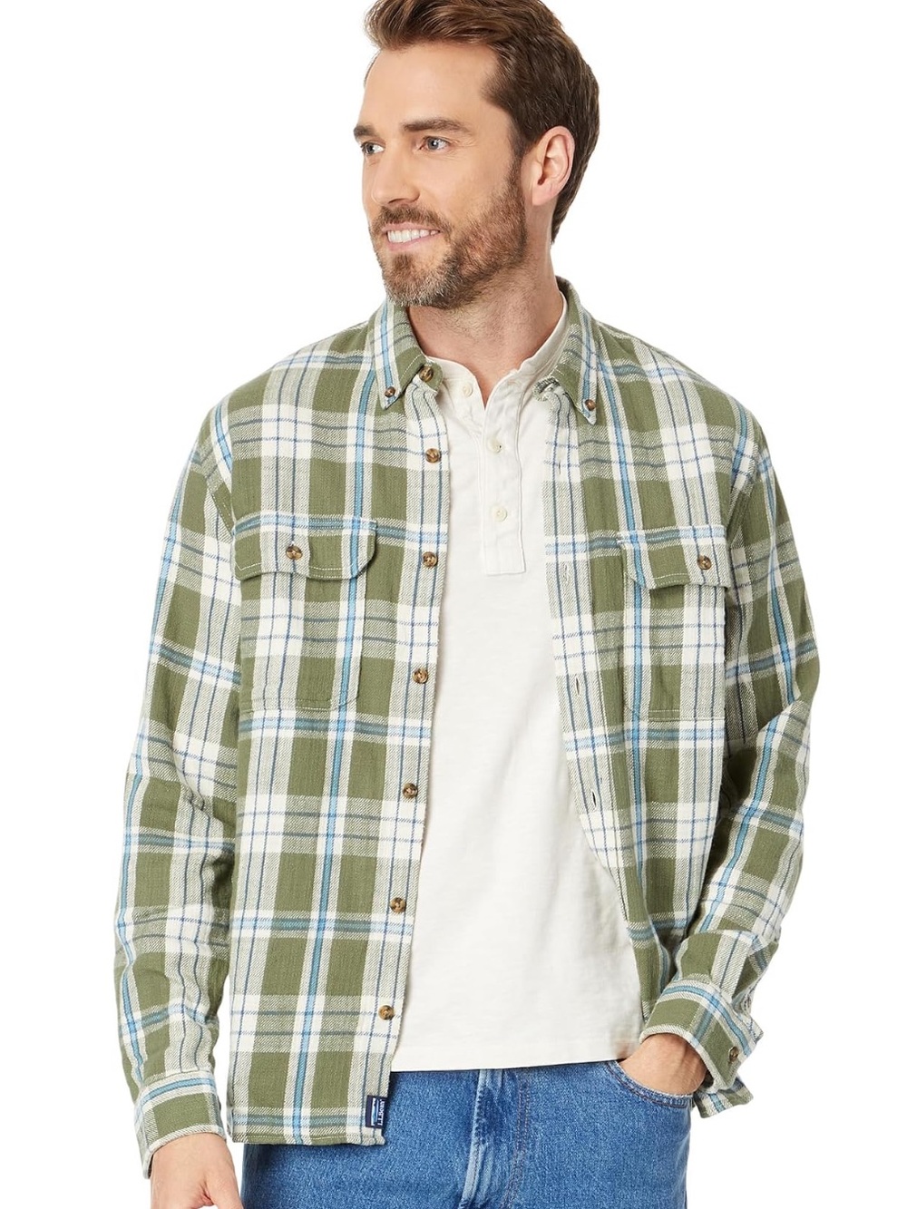 L.L.Bean 1912 Field Flannel Plaid Shirt Slightly Fitted Deep Olive XXL NWT
